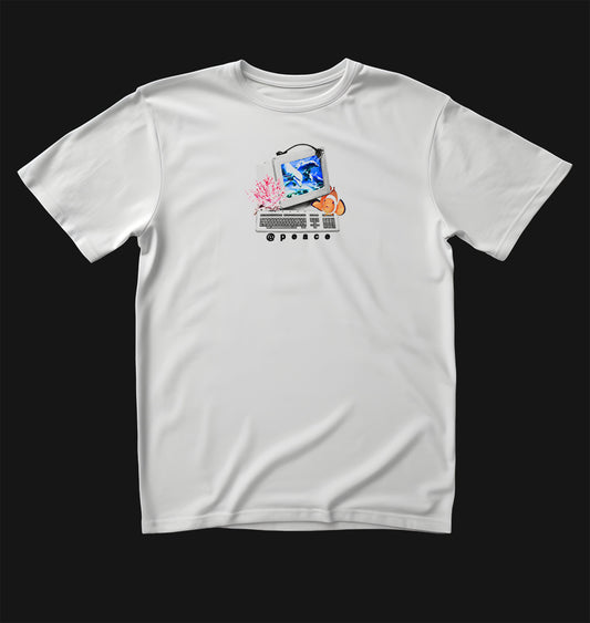 Y2K Frutiger Aero Aquatic 100% Cotton Tee White