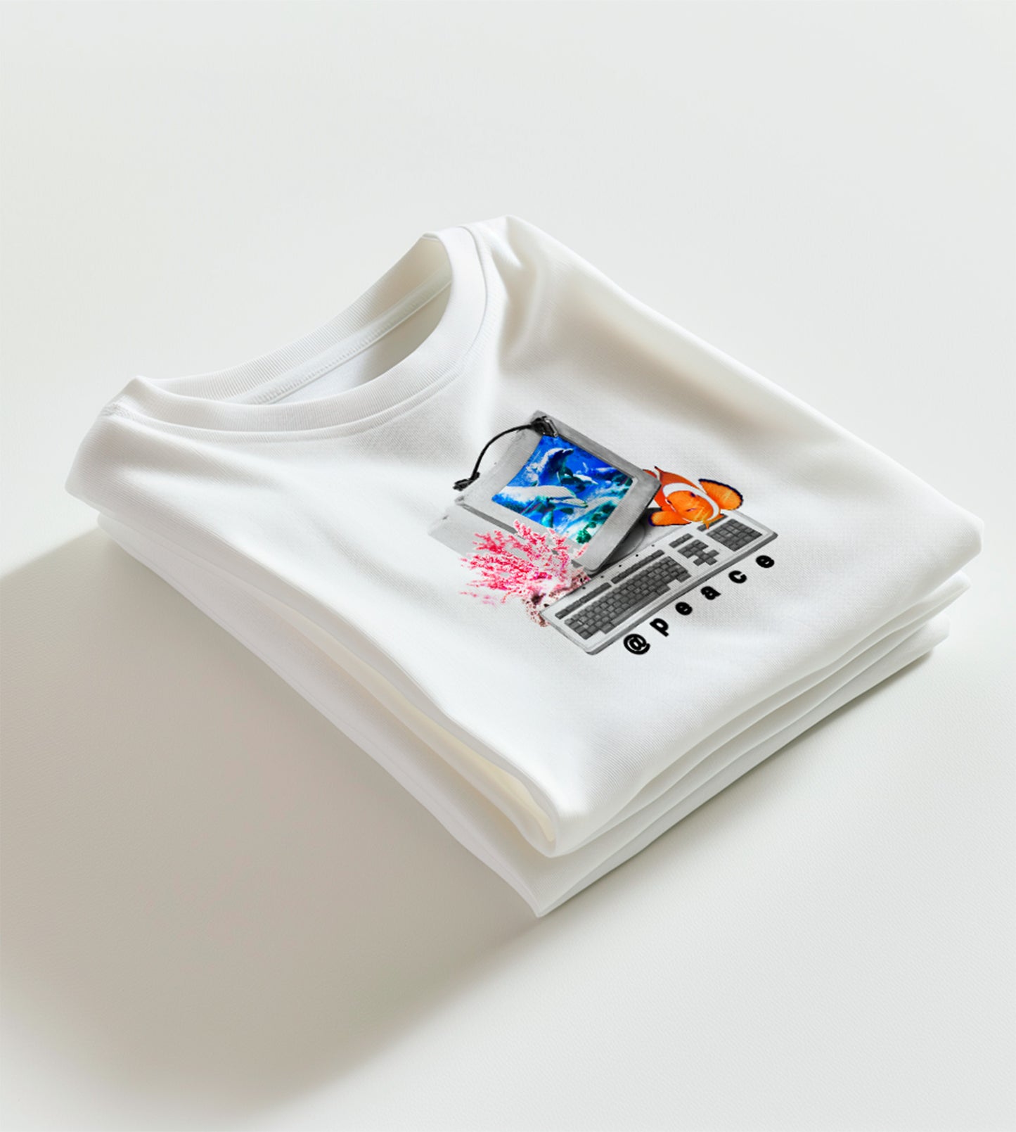 Y2K Frutiger Aero Aquatic 100% Cotton Tee White