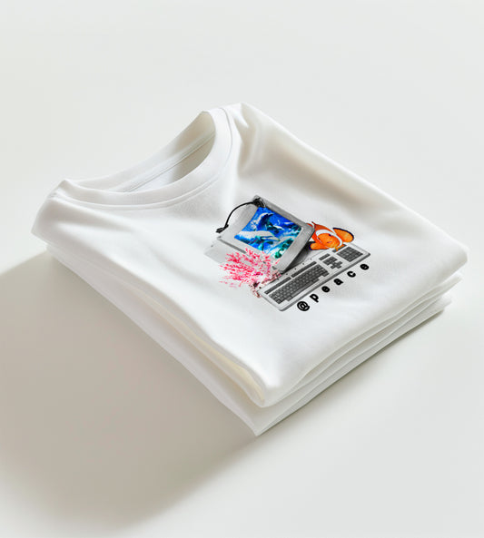 Y2K Frutiger Aero Aquatic 100% Cotton Tee White