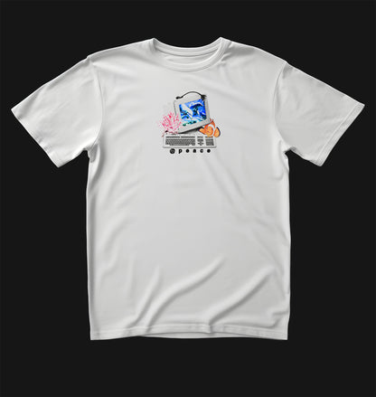 Y2K Frutiger Aero Aquatic 100% Cotton Tee White